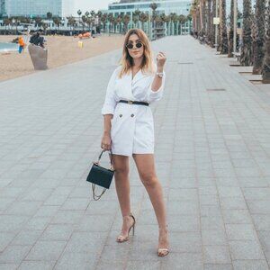 LPA Double Breasted Jacket Size XS  White Linen Tie Waist Button Front New